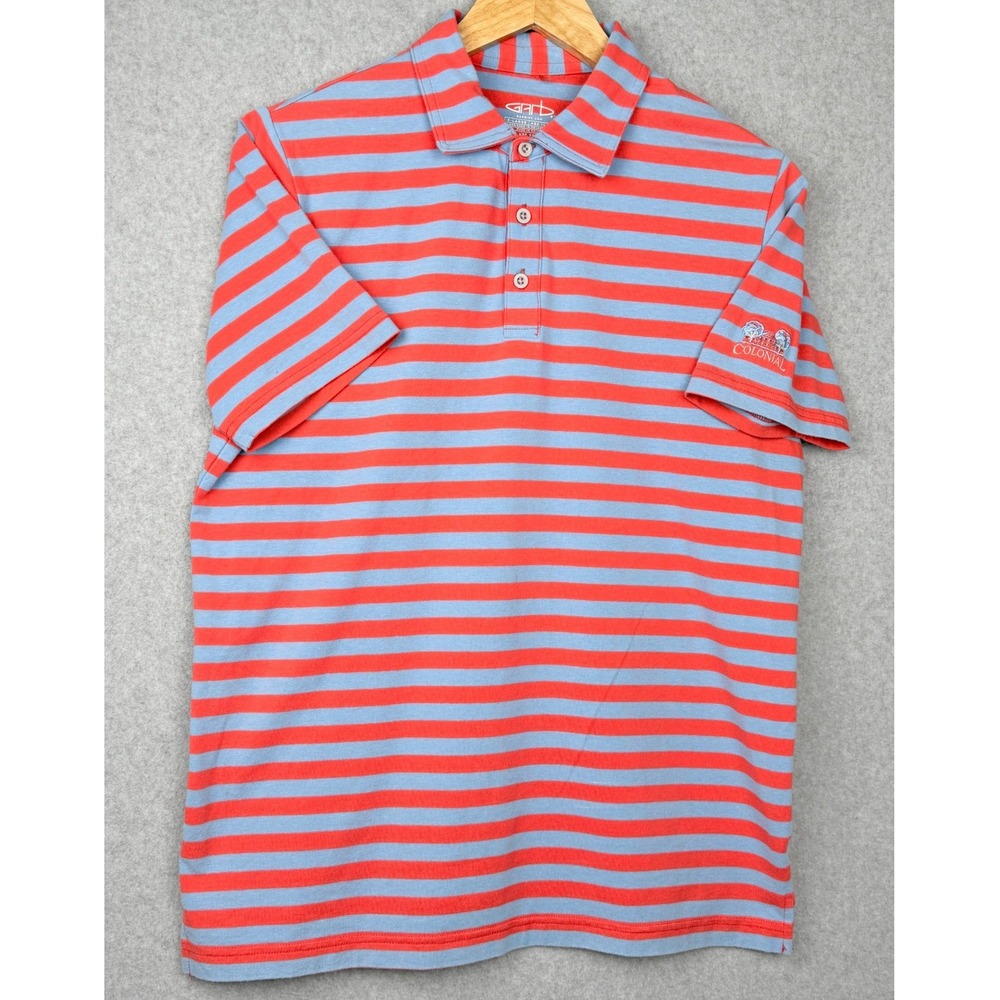 Garb Polo Shirt Boys XL Ages 11-12 Orange Blue Colonial Golf Striped